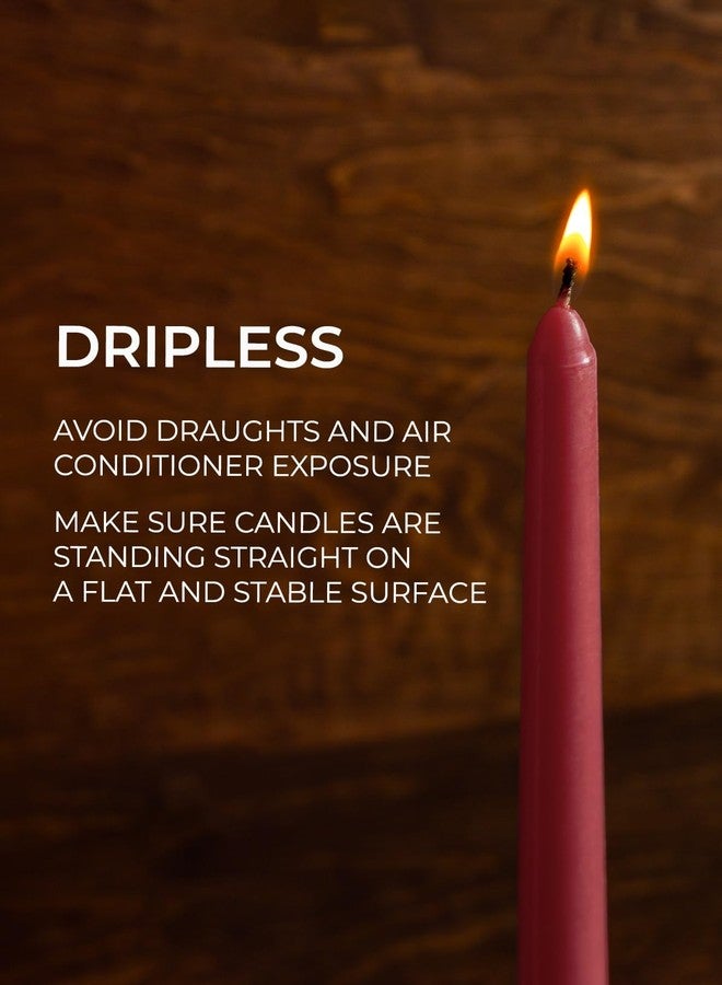 CANDWAX Burgundy 10 inch Taper Candles Pack of 4 - Unscented Dripless Burgundy Candlesticks - Perfect as Christmas Decorations and Home Decor for Dinner Table Centerpieces - Christmas Taper Candles - Image 5